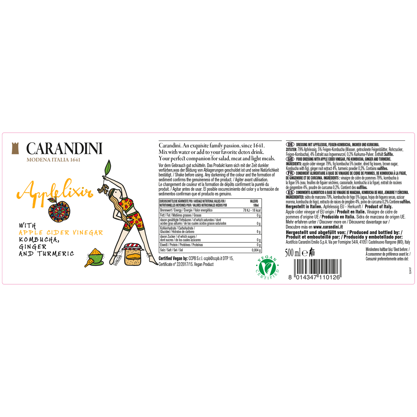 Applelixir with Apple Cider Vinegar, Kombucha, Ginger and Turmeric