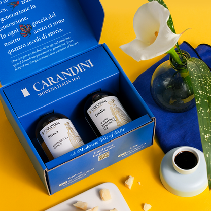 DUO KIT Degustazione EMILIO Oro Aceto Balsamico di Modena IGP e BIANCA Condimento Bianco
