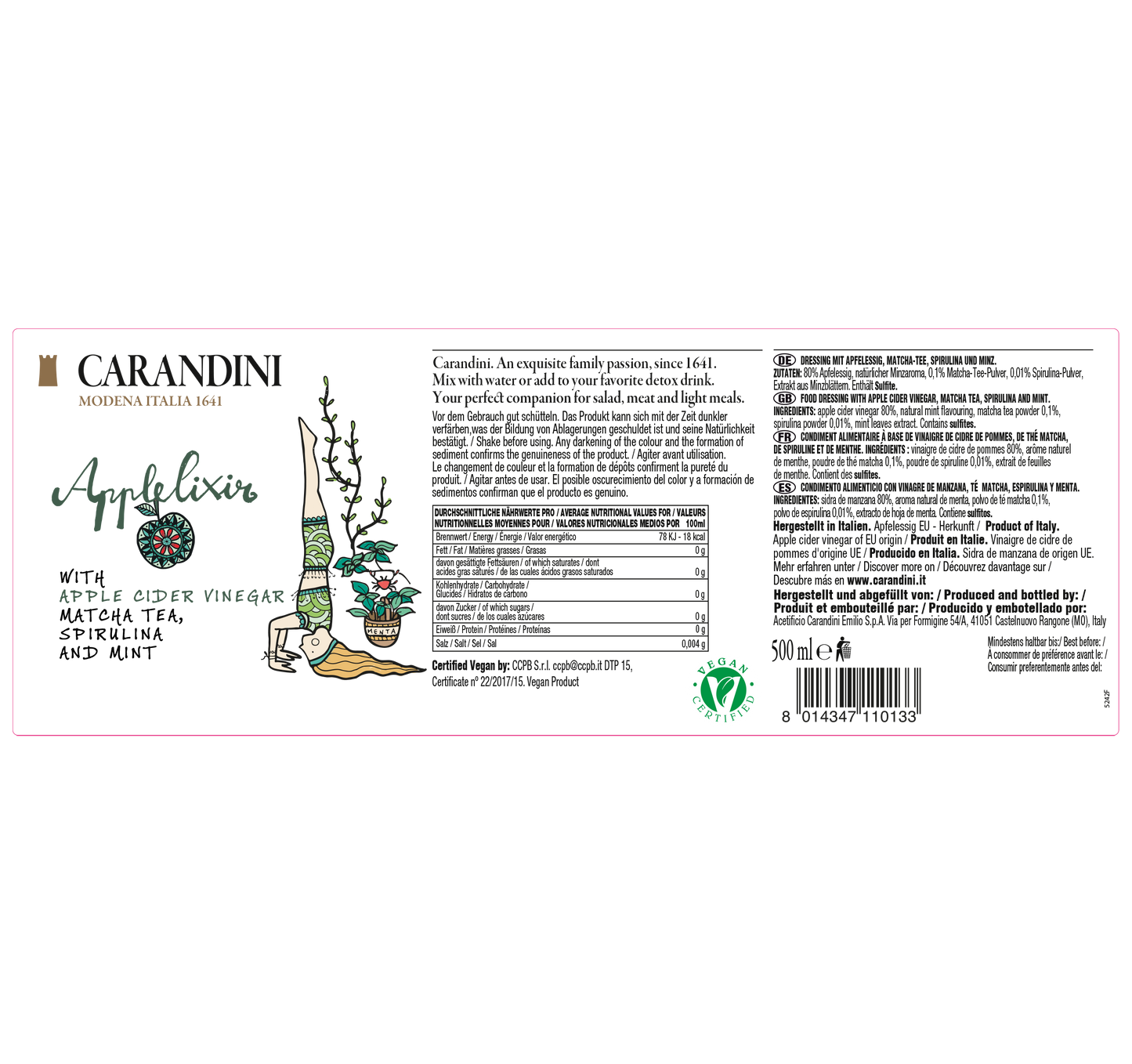 Applelixir with Apple Cider Vinegar, Matcha Tea, Spirulina and Mint