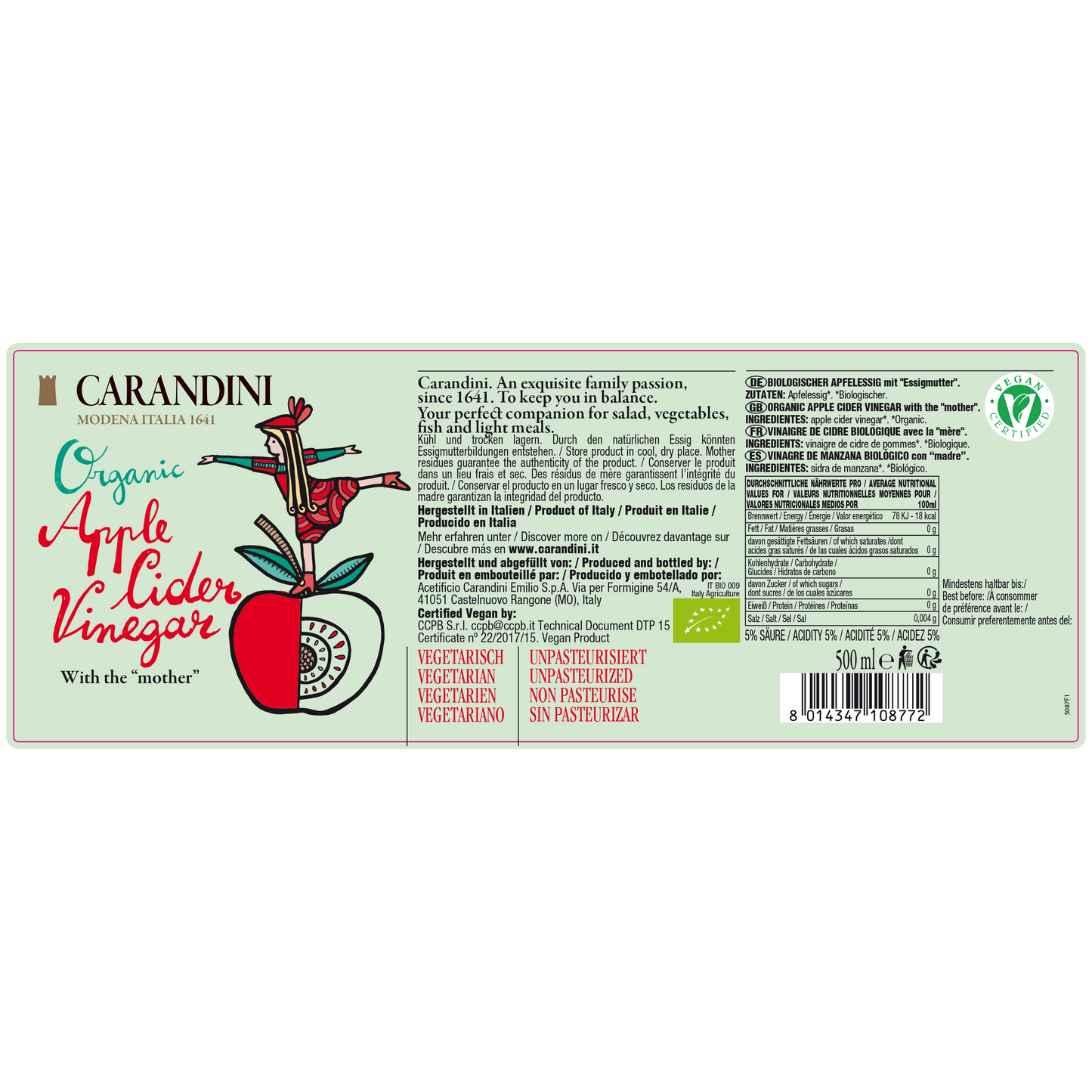 Organic Apple Cider Vinegar with "the mother"