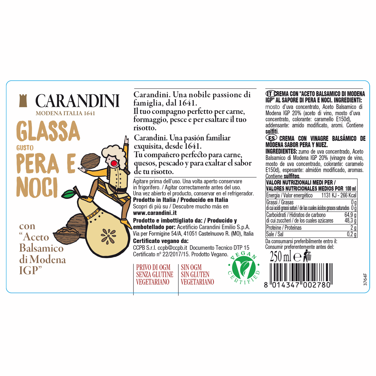 Glassa gusto Pera e Noci con Aceto Balsamico di Modena IGP